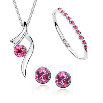 Wholesale Crystal Rhinestone Alloy Necklace Bracelet Earring Set JDC-ES-Yaqian002