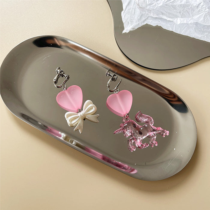 Wholesale Earrings Resin Heart Unicorn S925 Silver Needle JDC-ES-Shier012