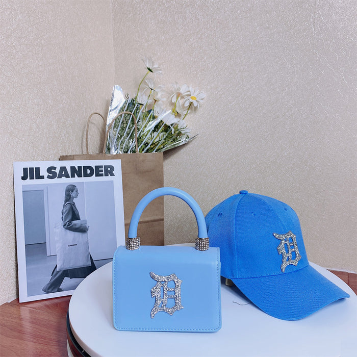 Wholesale PU Leather Color Diamond Hat Handbag Set (F) JDC-HB-YLuo008