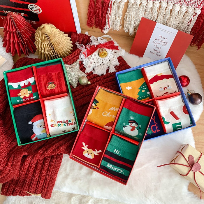 Wholesale Sock Cotton Mid Tube Christmas Cartoon Gift Box Cute MOQ≥2 JDC-SK-BZX001