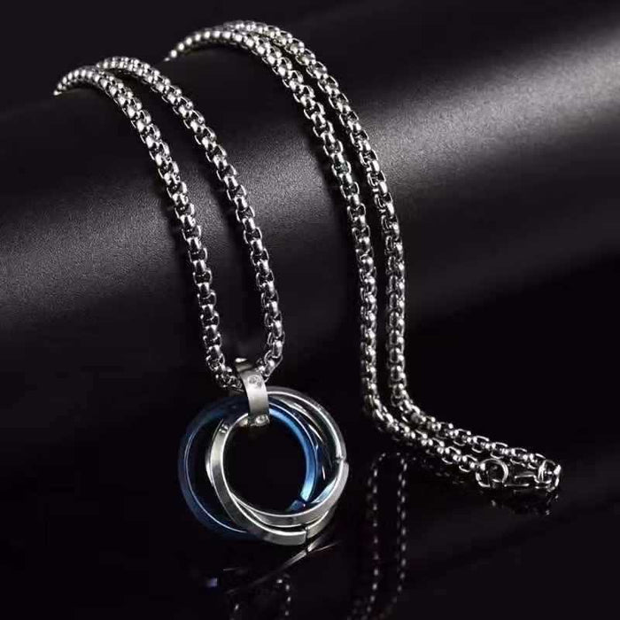 Wholesale Necklaces Titanium Steel Fashion Double Ring JDC-NE-LianL003