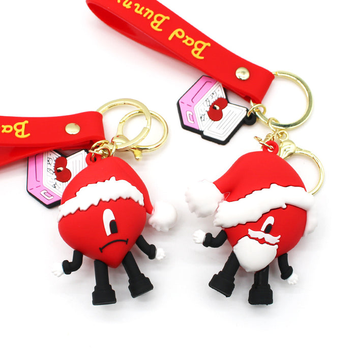 Keychain al por mayor PVC Christmas lindo dibujos de dibujos animados (f) JDC-KC-Han010