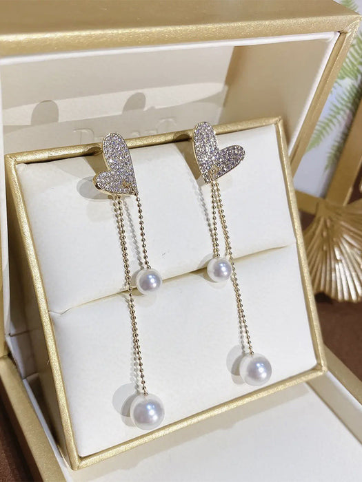 Jewelry WholesaleWholesale S925 silver needle pearl long tassel earrings JDC-ES-AIS006 Earrings 艾珊 %variant_option1% %variant_option2% %variant_option3%  Factory Price JoyasDeChina Joyas De China