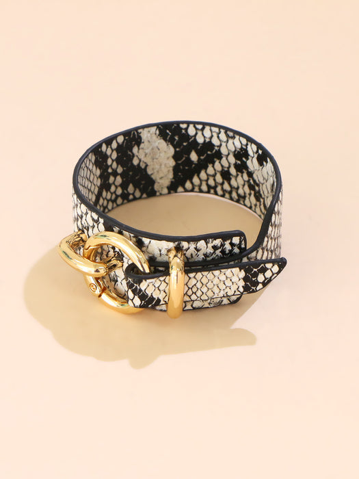Jewelry WholesaleWholesale snakeskin leopard print bracelet imitation leather adjustable bracelet MOQ≥2 JDC-BT-PK005 Bracelet 帕克 %variant_option1% %variant_option2% %variant_option3%  Factory Price JoyasDeChina Joyas De China