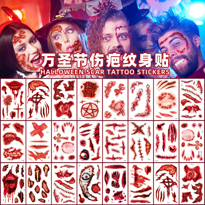 Wholesale Stickers Halloween Scars Tattoo Stickers Waterproof Set of 10 Pieces JDC-ST-RenYi003