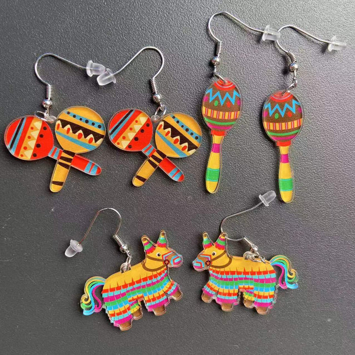 Wholesale Earrings Acrylic Rainbow Color Personality JDC-ES-Xuep055