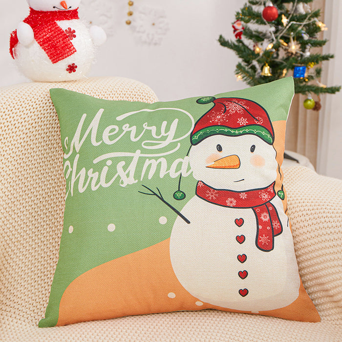 Wholesale Pillowcase Christmas Polyester Snowman Cartoon Print JDC-PW-RRL003