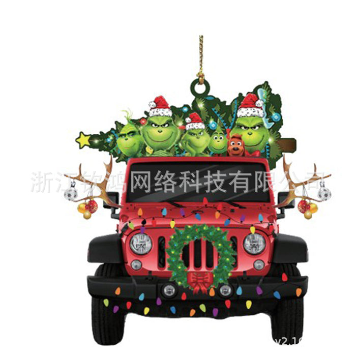 Wholesale Christmas Tree Decorative Cartoon Car Pendant Acrylic MOQ≥2 JDC-DCN-QHong003