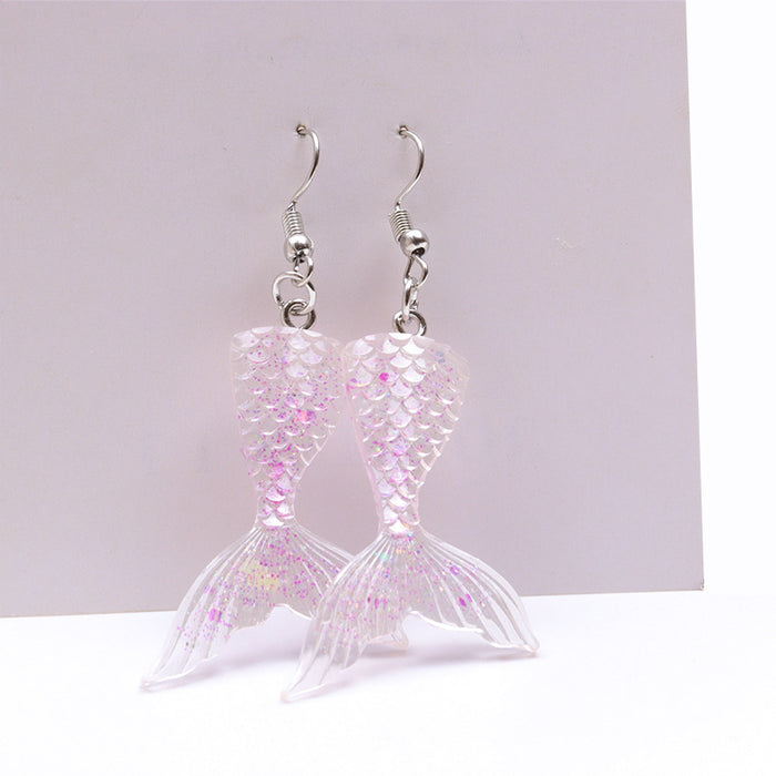 Wholesale Acrylic Fish Scale Fish Tail Pendant Earrings JDC-ES-Songx028