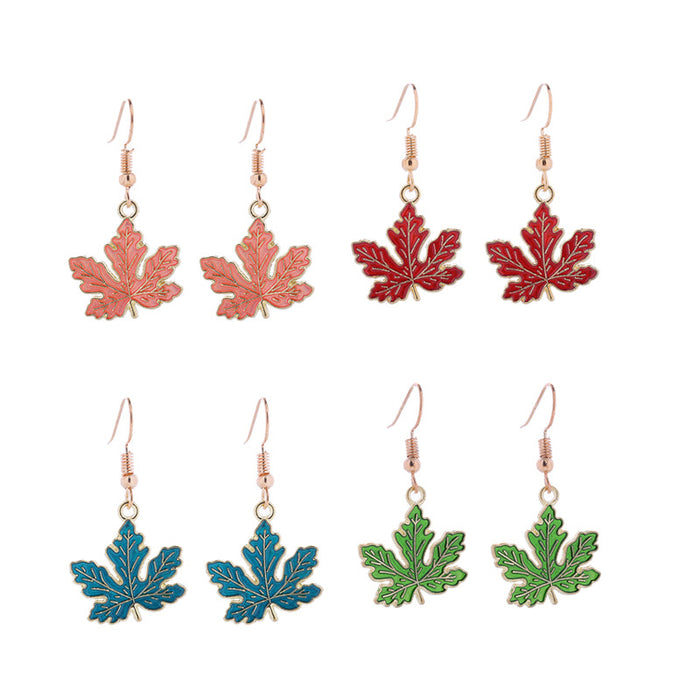 Wholesale Earrings Enamel Thanksgiving Maple Leaf JDC-ES-ChTeng006