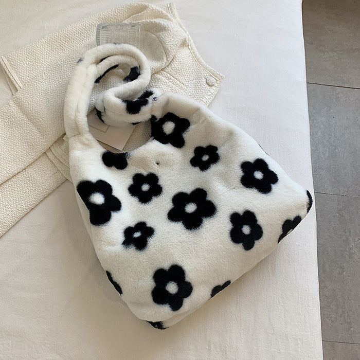 Wholesale Handbag Plush Simple Flower Handheld Shoulder JDC-HB-AYF001