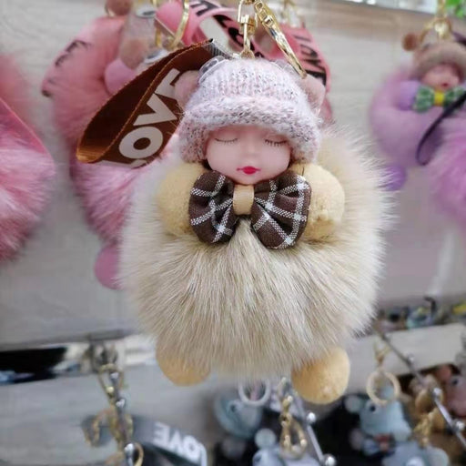 Jewelry WholesaleWholesale Hairball Sleeping Doll Plush Keychain MOQ≥2 JDC-KC-HGuan001 Keychains 华冠 %variant_option1% %variant_option2% %variant_option3%  Factory Price JoyasDeChina Joyas De China