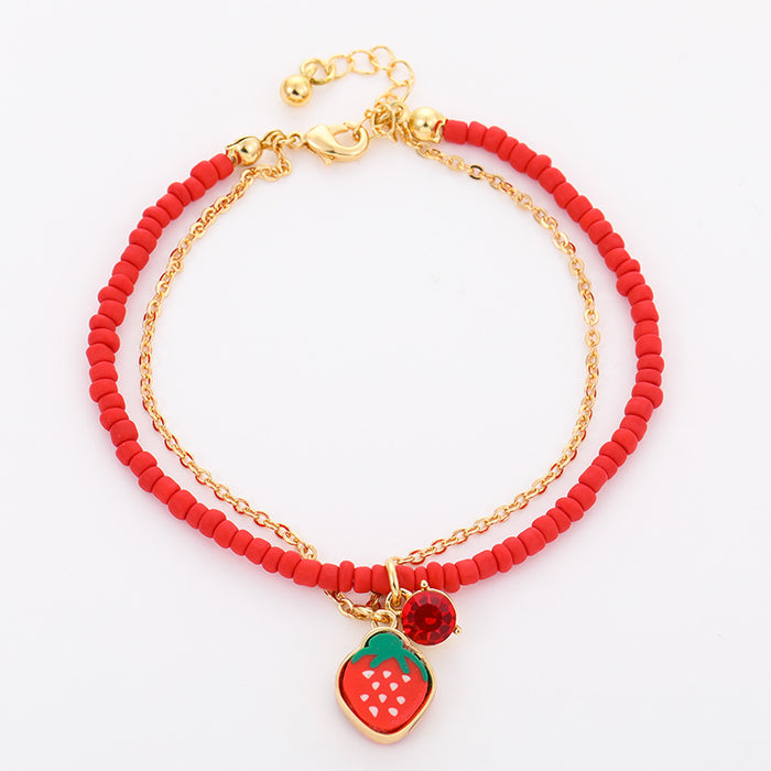 Wholesale Fruit Soft Ceramic Rice Beads Glass Drill Bracelet JDC-BT-KenJ001