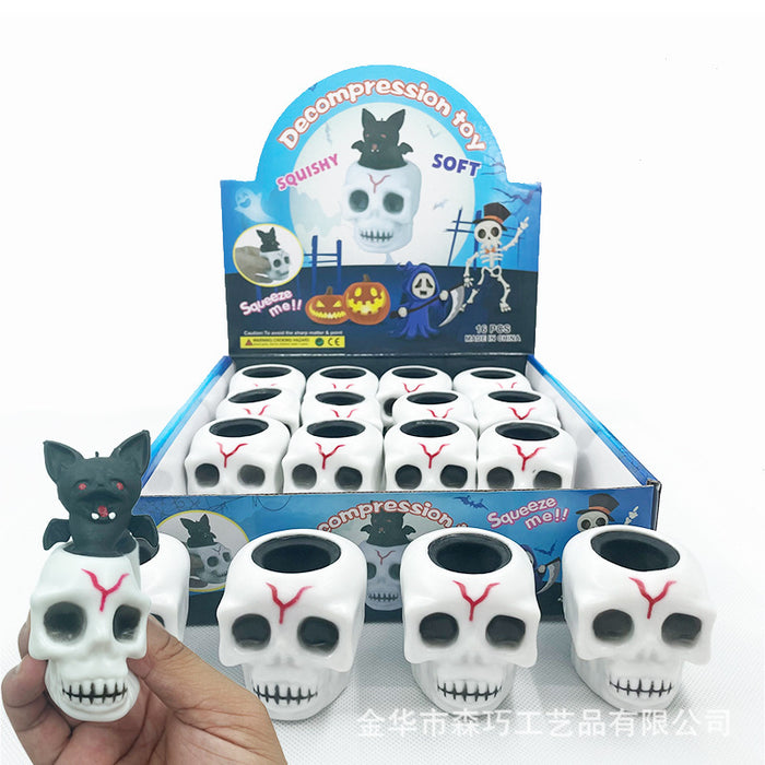 Wholesale Fidgets Toy TPR Decompression Cup Pinch Skull Bat Halloween MOQ≥2 JDC-FT-SenQ002