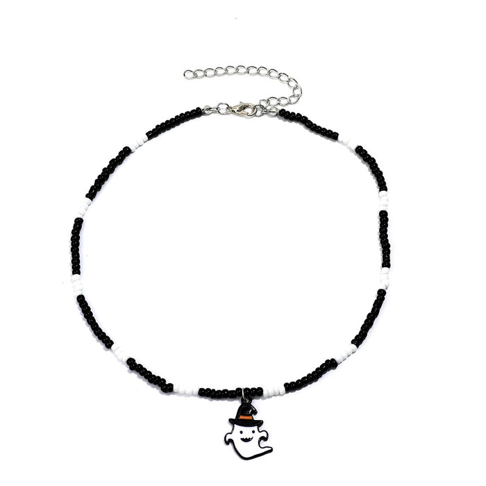 Wholesale Necklace Rice Beads Halloween Gift Black And White Imp Necklace JDC-NE-A119