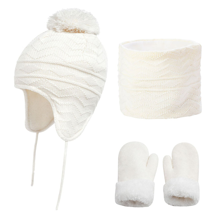 Wholesale Hat Acrylic Warm Kids Scarf Gloves 3 Piece Set MOQ≥2 JDC-FH-Chunh002