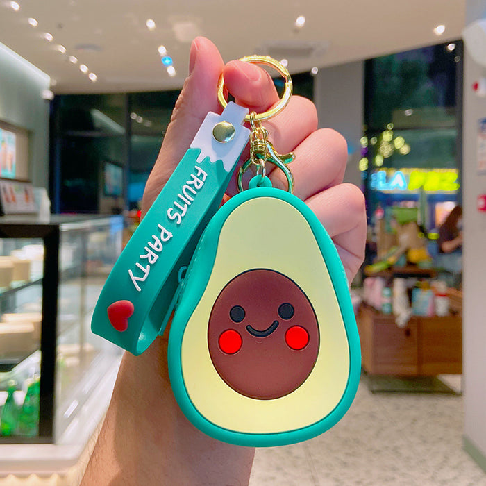 Wholesale Fruit Avocado Silicone Coin Purse Keychain JDC-KC-YDao015