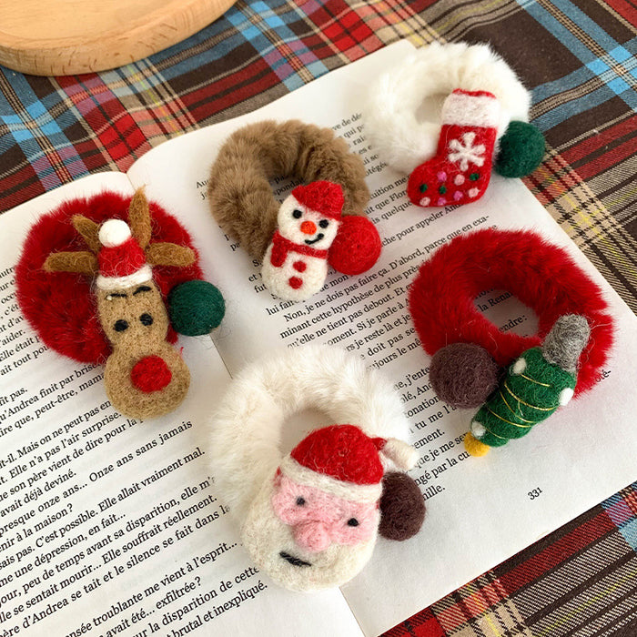 Wholesale Hair Scrunchies Plush Wool Felt Christmas Cute Cartoon Children JDC-HS-JinY001