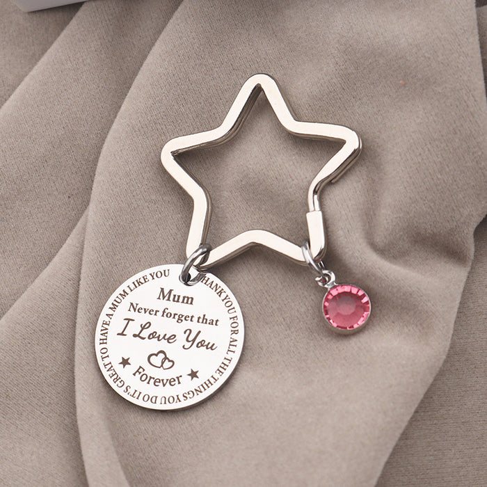 Wholesale Stainless Steel Round Brand Mother's Day Keychain MOQ≥2 JDC-KC-HuH004