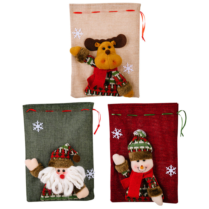 Wholesale Jewelry Packaging Cloth Christmas Snowman Storage Bag Decoration JDC-JP-HB001