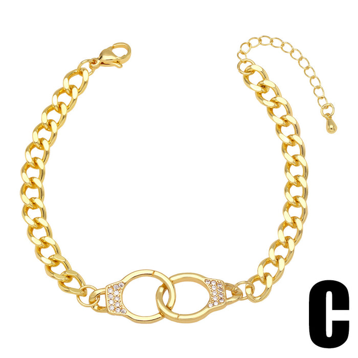Wholesale Bracelet Copper Plated 18K Gold Zircon Panther Head Cuban Chain JDC-PREMAS-BT-010