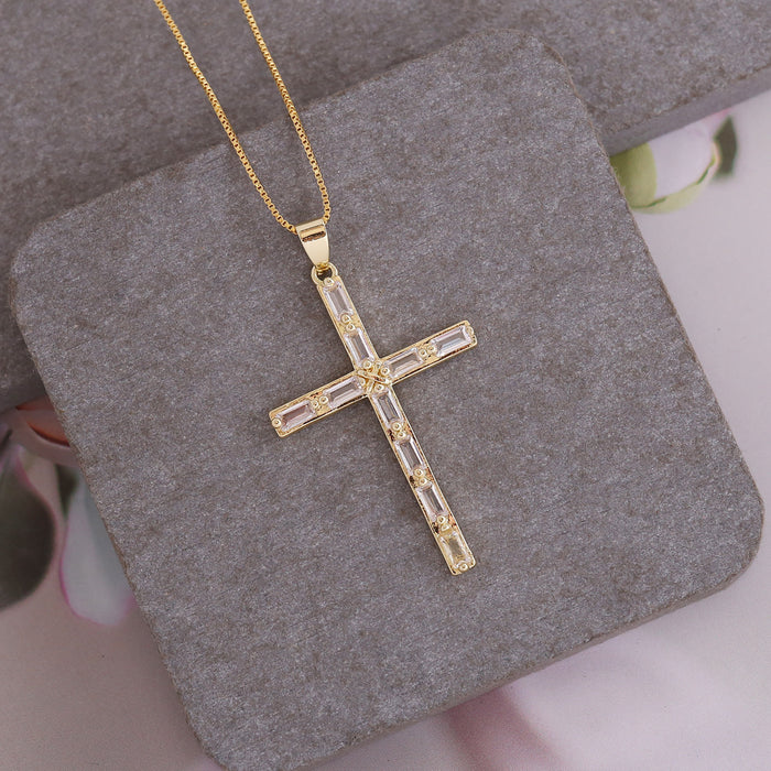Cobre de cobre al por mayor Cobron Cross Cross Cross Personalidad de 18K Collar de oro JDC-Ne-Bingm021