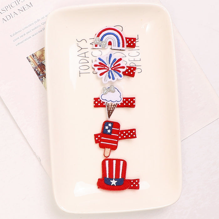 Wholesale 4th of July Independence Day Kids Hair Clip Party Decoration Flag MOQ≥3 JDC-HC-MeiQ001