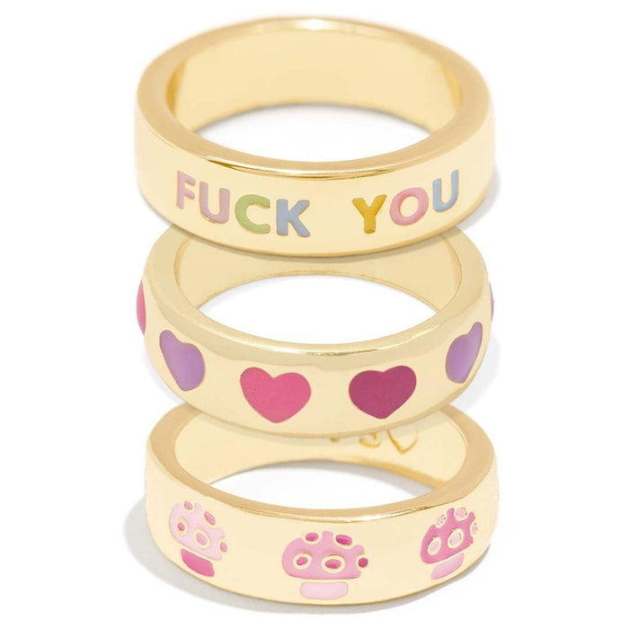 Wholesale Stainless Steel Enamel FUCK YOU Flower Ring JDC-RS-XuanC003