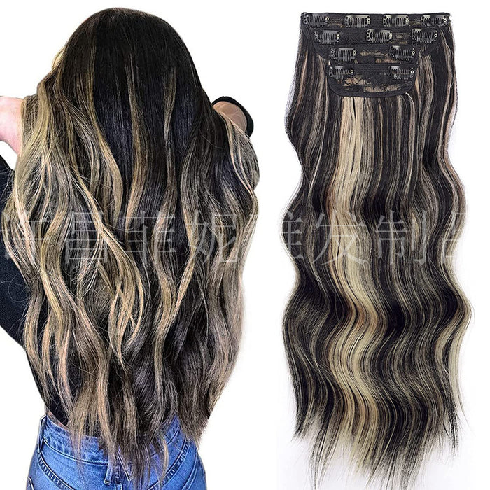 Wholesale Wigs high temperature wire can not be ironed hair extension piece long curly hair four-piece set MOQ≥3 JDC-WS-FNY004