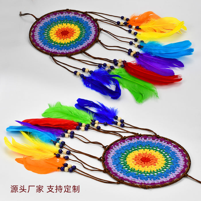 Wholesale Dream Catcher Feather Colorful Pendant Decoration JDC-DC-QuanX003