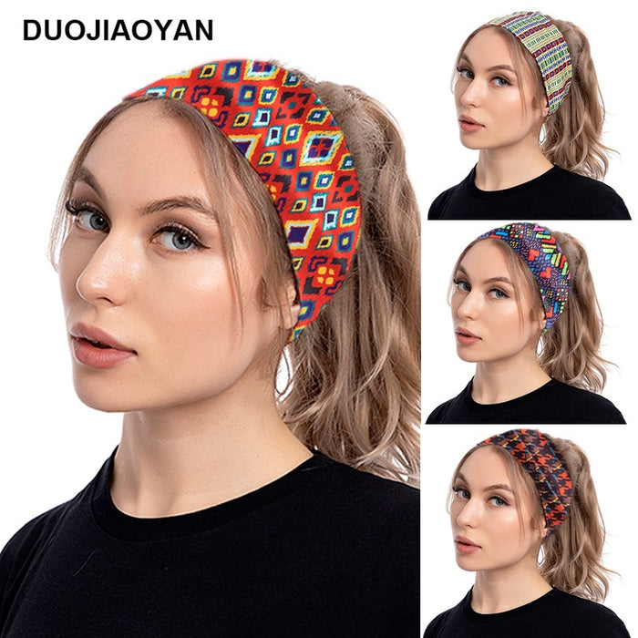 Wholesale Stretch Printed Headband Ethnic Style Pattern Wide Side Hairband MOQ≥3 JDC-HD-Jiaoy016