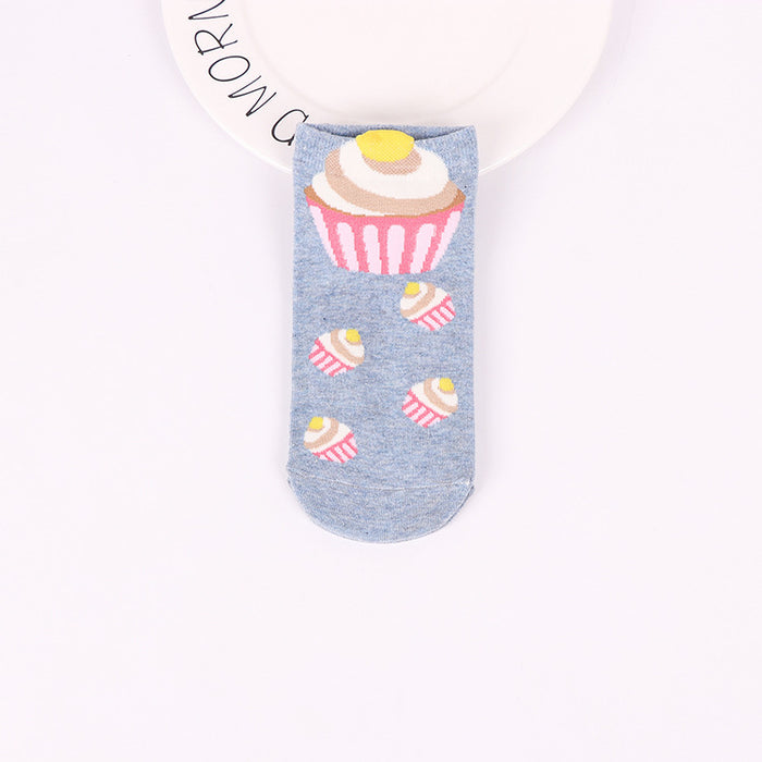 Wholesale cotton women's socks cupcake small ears boat socks MOQ≥10 JDC-SK-ZQB008