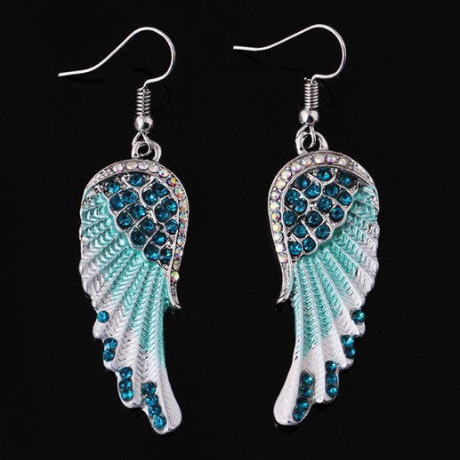 Wholesale Earrings Alloy Artificial Gemstones Angel Wings JDC-ES-JYS032