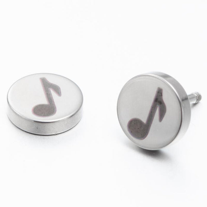 Wholesale Earrings Titanium Steel Music Symbol Logo Stud Earrings JDC-ES-JS010