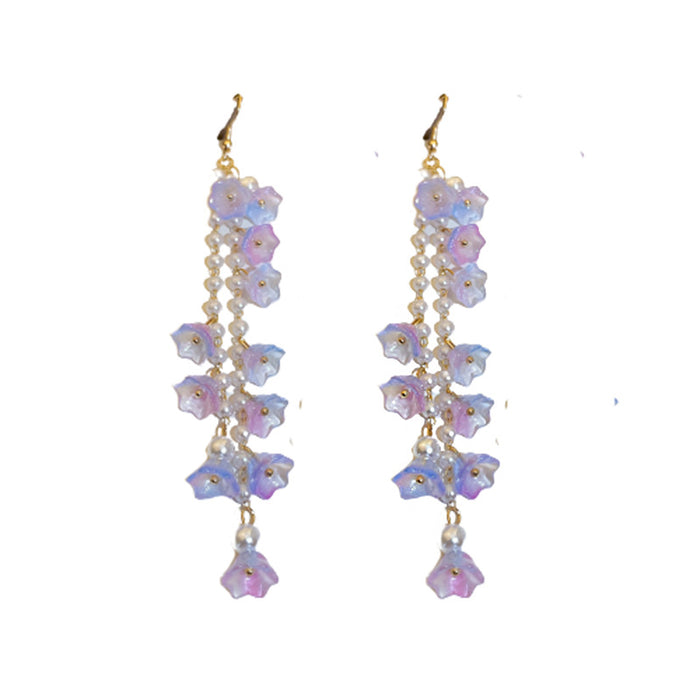 Wholesale Purple Petunia Pearl Alloy Acrylic Earrings JDC-ES-Fengm069