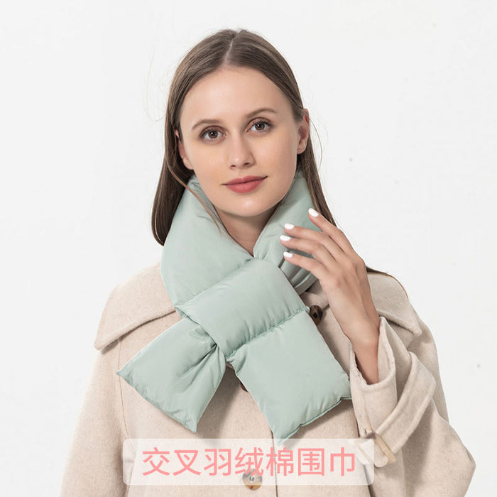 Wholesale Scarf Down Cotton Plus Fleece Warm Solid Color Cross JDC-SF-Manyue006