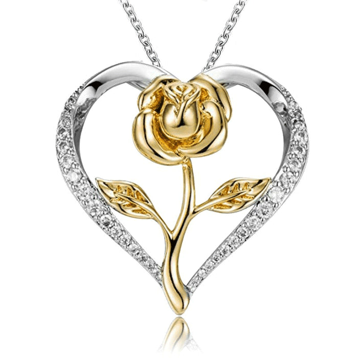 Wholesale Zircon Love Rose Flower Diamond Alloy Necklace JDC-NE-XunO031