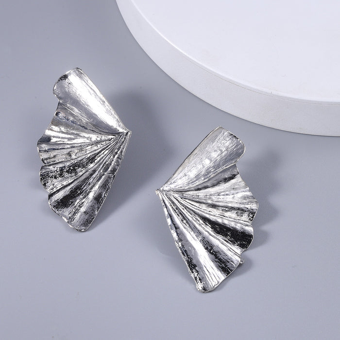 Wholesale Earrings Metal Irregular Ginkgo Biloba MOQ≥2 JDC-ES-SHIYU001