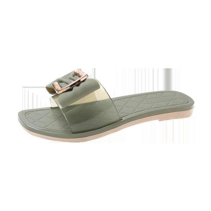 Wholesale Half Slippers Women Summer Outer Sandals Flat Bottom Butterfly Buckle MOQ≥2 JDC-SD-HSJ004