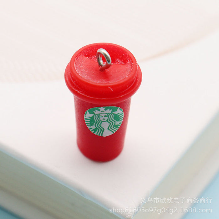 Wholesale Keychain Miniature Food Play Coffee Cup Drink Handmade DIY Jewelry JDC-KC-OHuan006