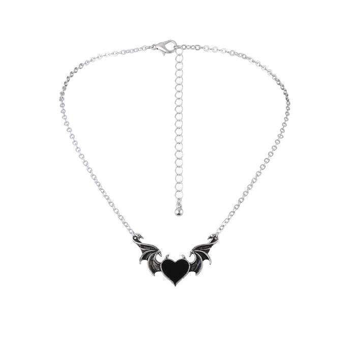 Wholesale Necklace Alloy Heart Shaped Devil Wings MOQ≥2 JDC-NE-YiD048