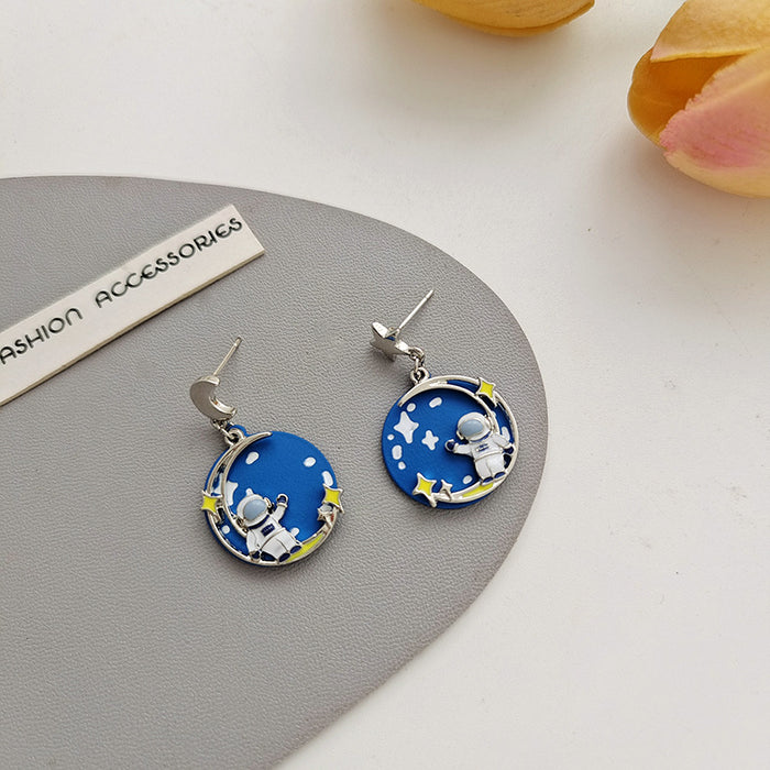 Wholesale Earrings Alloy Blue Starry Moon Earrings JDC-ES-BLD019