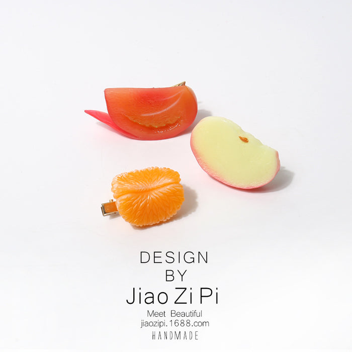 Clips de cabello al por mayor Resina 3D Simulación frutas y verduras JDC-HC-JZP009