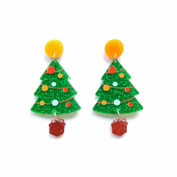 Wholesale Earrings Acrylic Colorful Christmas Tree Snowflakes Socks JDC-ES-Xuep081