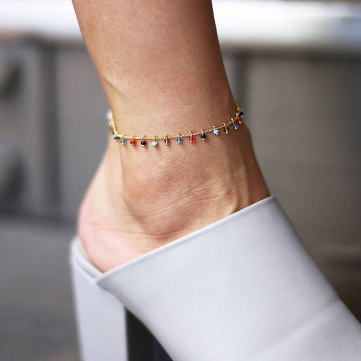 Jewelry WholesaleWholesale Color Crystal Simple Anklet JDC-AS-YeB025 Anklet 烨贝 %variant_option1% %variant_option2% %variant_option3%  Factory Price JoyasDeChina Joyas De China