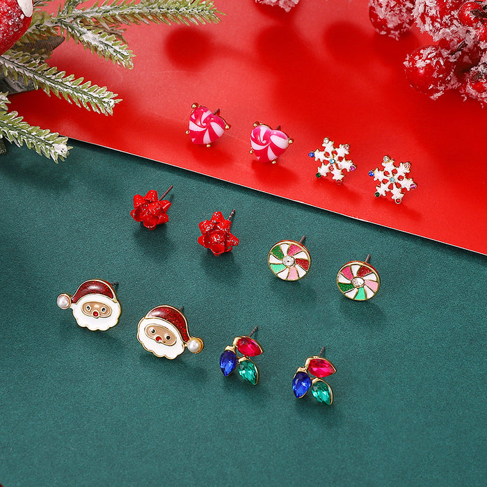 Wholesale Earring Alloy Christmas Snowflake Elk 6 Piece Set JDC-ES-D652