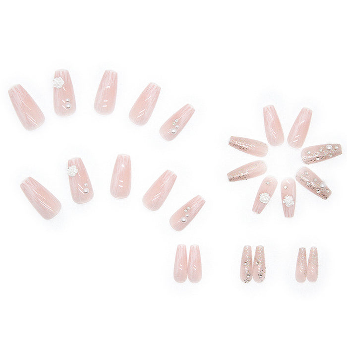 Patches de uñas al por mayor pegatinas de uñas Camellia con armadura de 24 piezas caja JDC-NS-QIH016