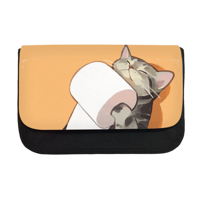 Caja de lápiz al por mayor poliéster gato triángulo de mascota de papelería JDC-PC-JUYU002