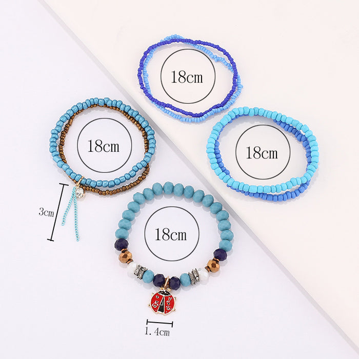 Wholesale Bracelet Rice Beads Alloy Glass Beads Handmade Multilayer Bohemian 10pcs JDC-BT-JINA004