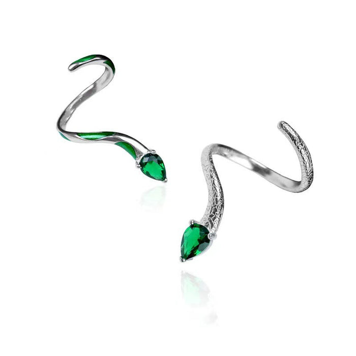 Anillos al por mayor Aleación Slytherin Green Snake Knuckle Ring Moq≥2 JDC-RS-TANGX002